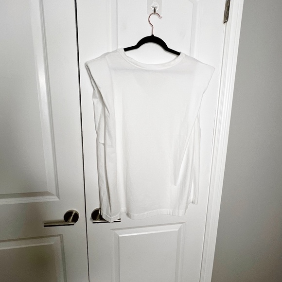 CITIZENS OF HUMANITY ZOSIA PADDED SHOULDER V-NECK TOP T-Shirt Size XL White - Picture 4 of 11